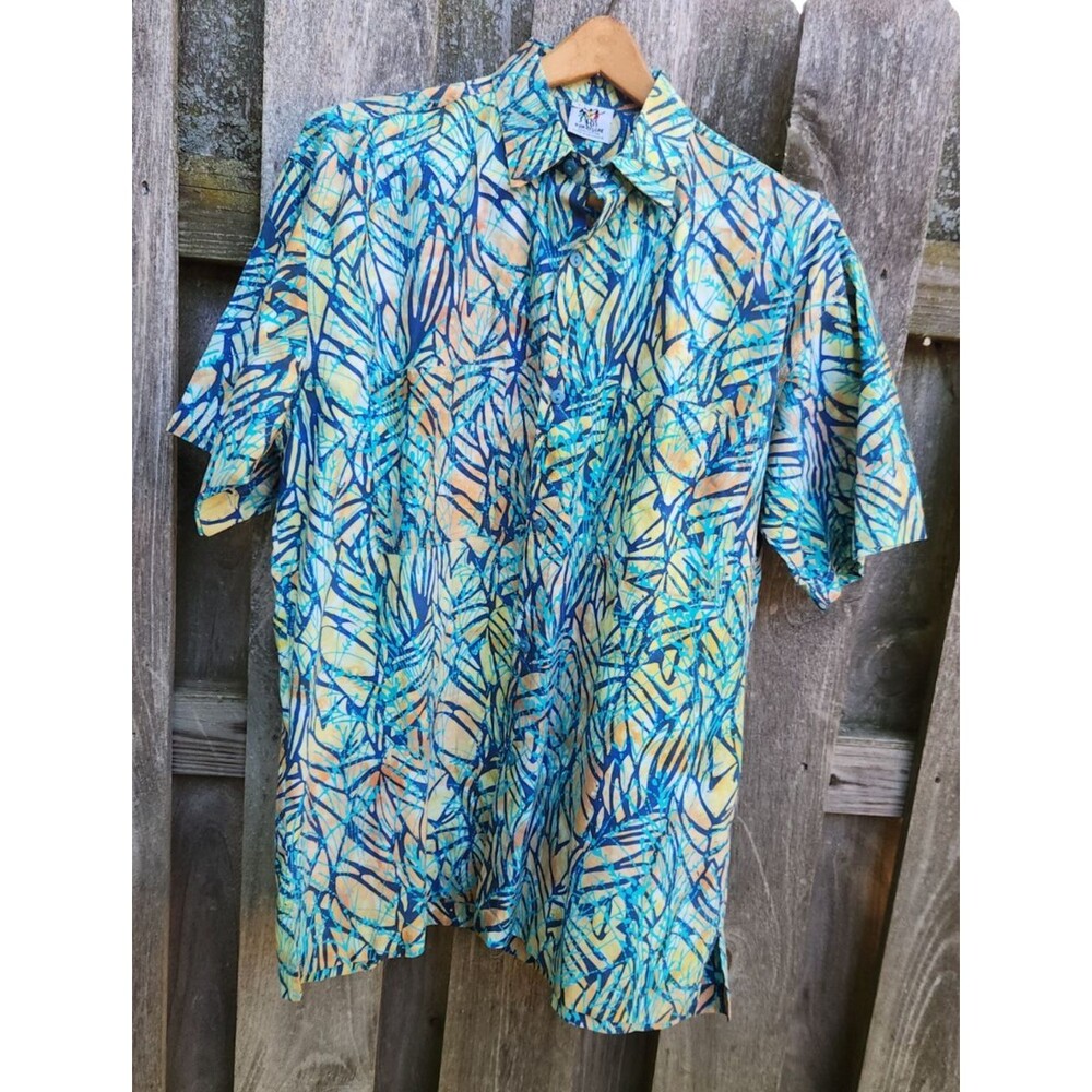 Rum Reggae Mens L Shirt Hawaiian Bingin Cabana Shoots and Leaves Camp  Aloha